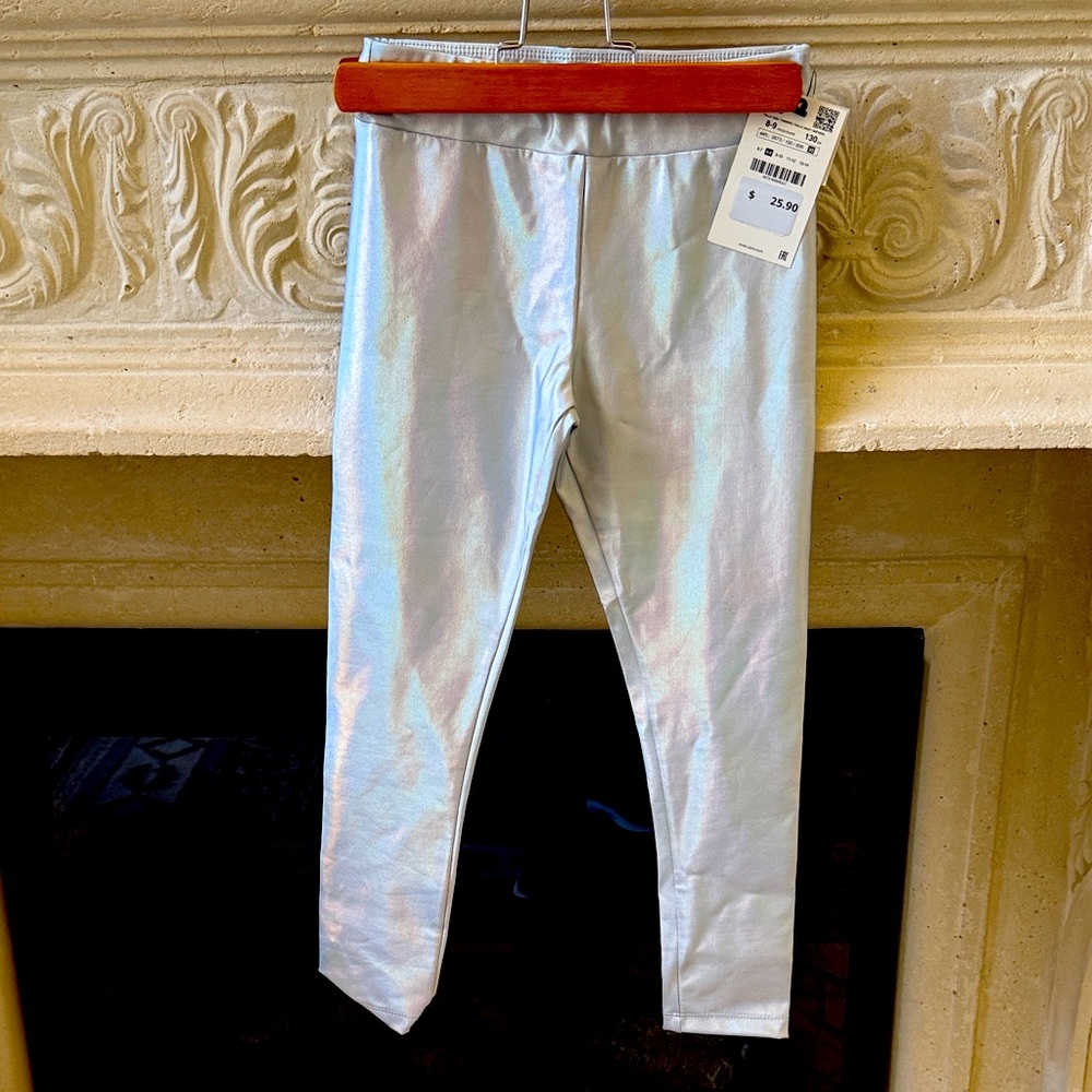 Zara Shimmering Silver Kids Leggings